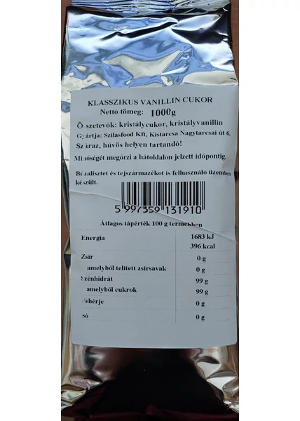 Klasszikus vanillin cukor 1kg